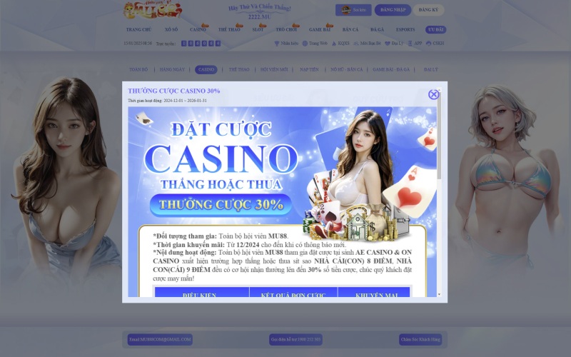 Khuyến mãi cá cược Casino thưởng 30%